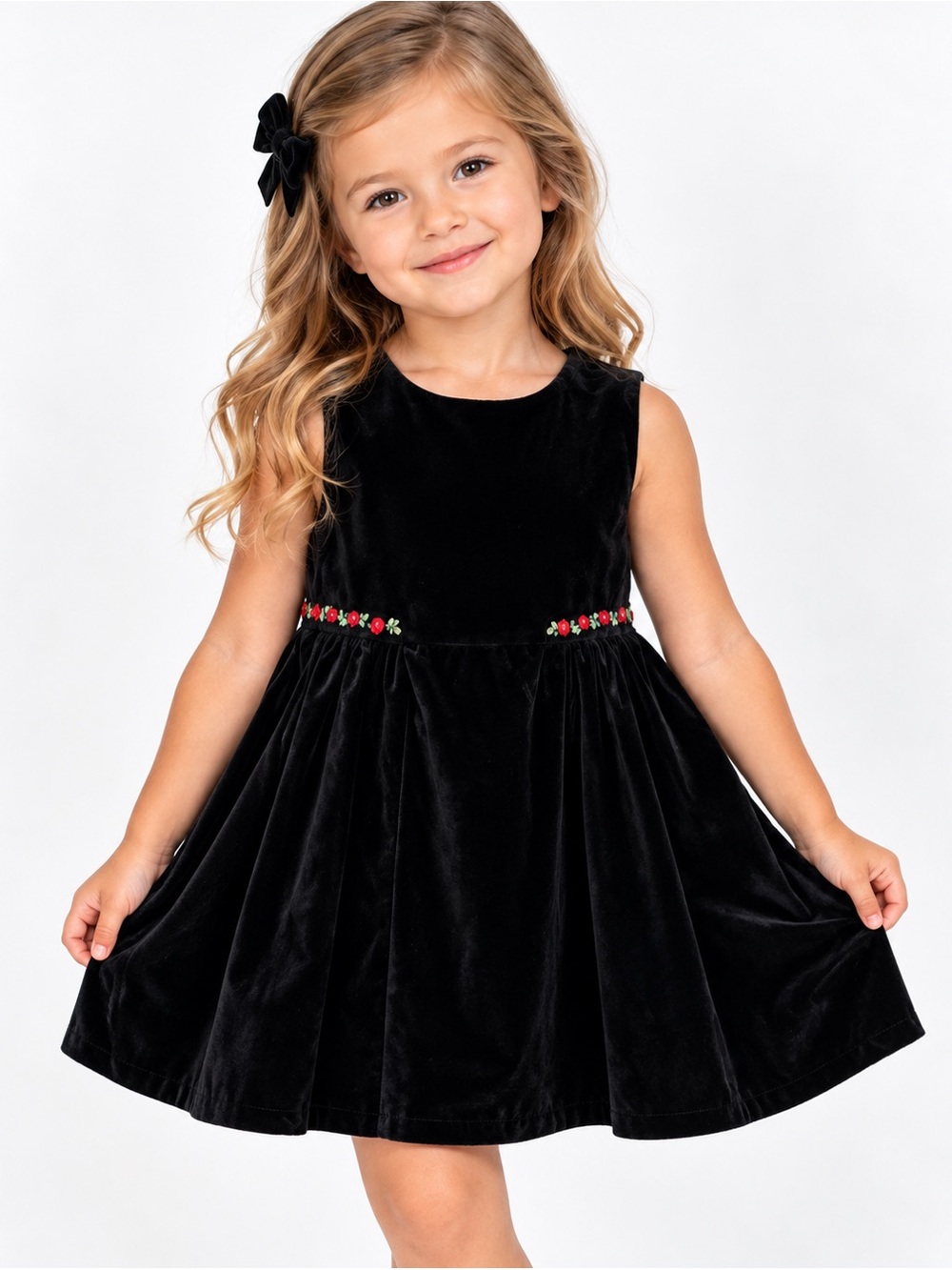 Gymboree Girls Velvet Holiday Dress With Embroidery Size 6-12 Mos